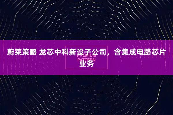 蔚莱策略 龙芯中科新设子公司，含集成电路芯片业务