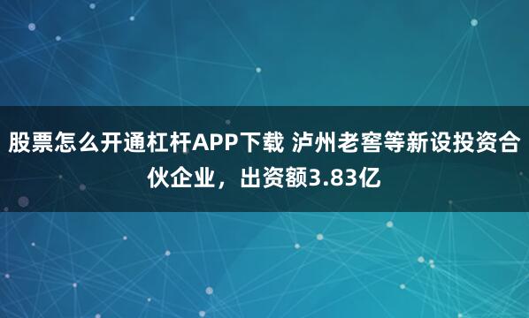 股票怎么开通杠杆APP下载 泸州老窖等新设投资合伙企业，出资额3.83亿